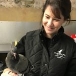 Katherine with pigeon – December 2019 Katherine with pigeon - December 2019