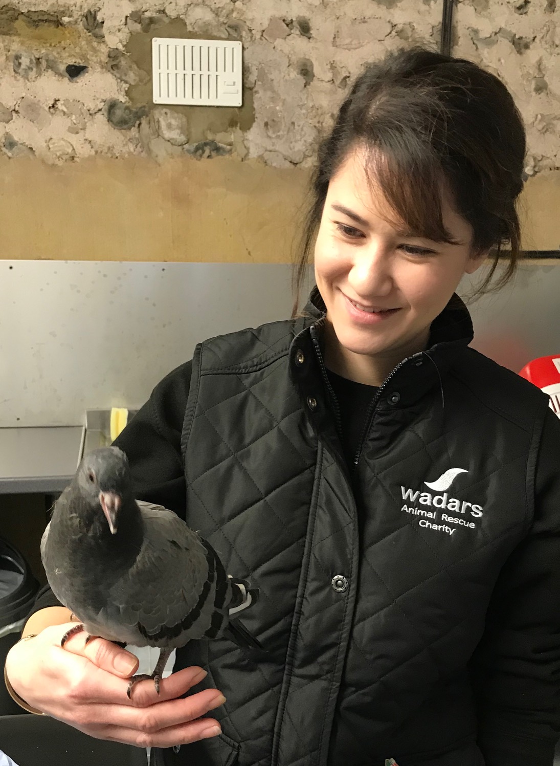 Katherine with pigeon – December 2019 Katherine with pigeon - December 2019